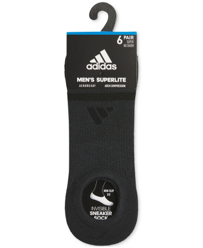 adidas Men's Superlite 3.0 No-Show No-Slip Socks - 6 pk. - Black