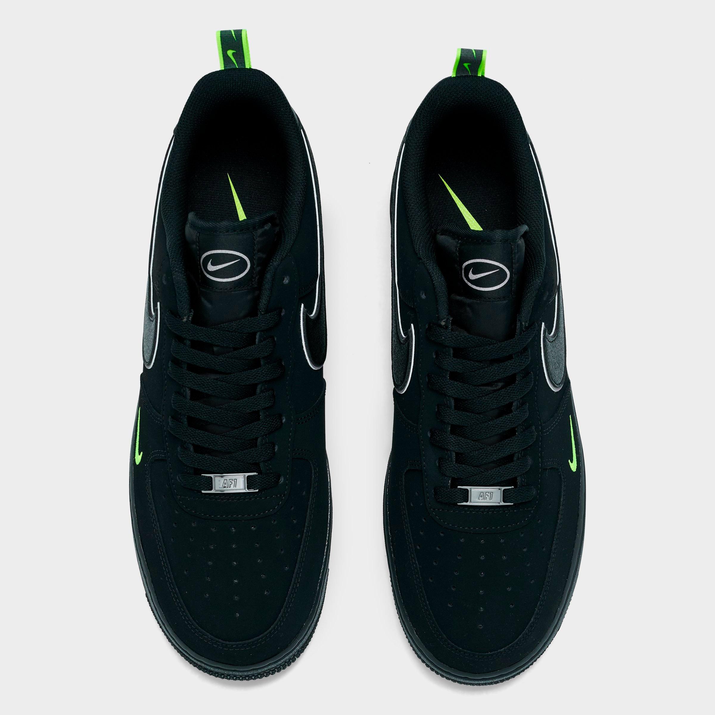 Men's Nithtke Air Force 1 '07 LV8 Casual Shoes - Part 2 - Black/Black/Flat Pewter/Volt - Top view