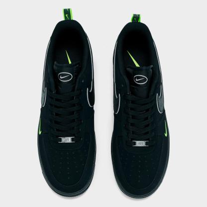 Men's Nithtke Air Force 1 '07 LV8 Casual Shoes - Part 2 - Black/Black/Flat Pewter/Volt - Top view