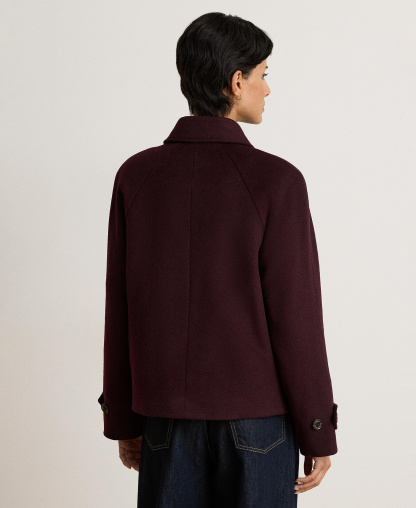 Lauren Ralph Lauren Women's Short Double Breasted Wool Coat - Pinot Noir