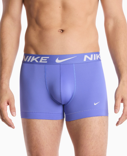 Nike Men's 3-Pack Dri-FIT Essential Micro Trunk - Uni Red Pebble Swoosh Print/ Blue Crystal/ Black