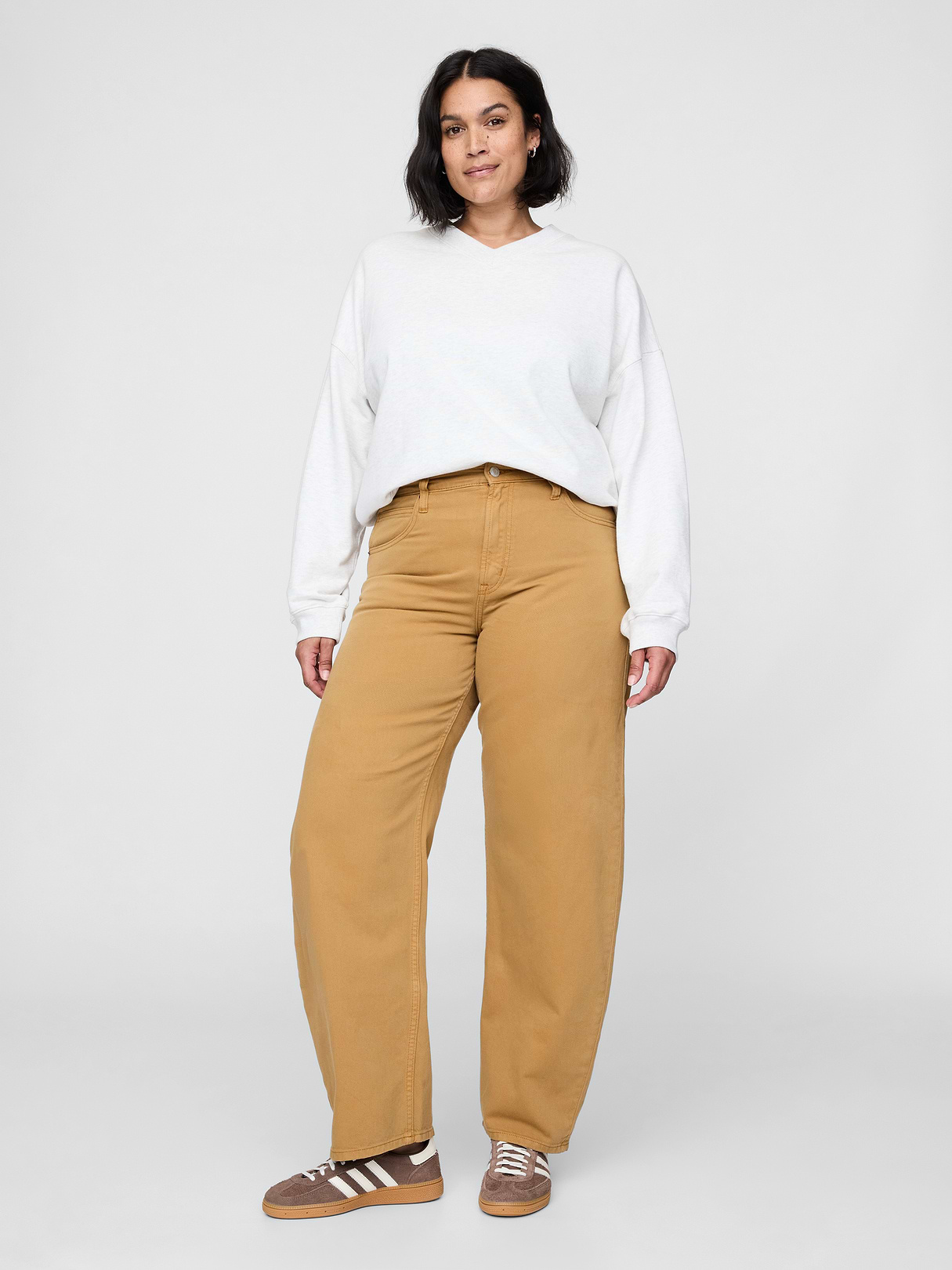 High Rise Barrel Jeans - Riverbed brown