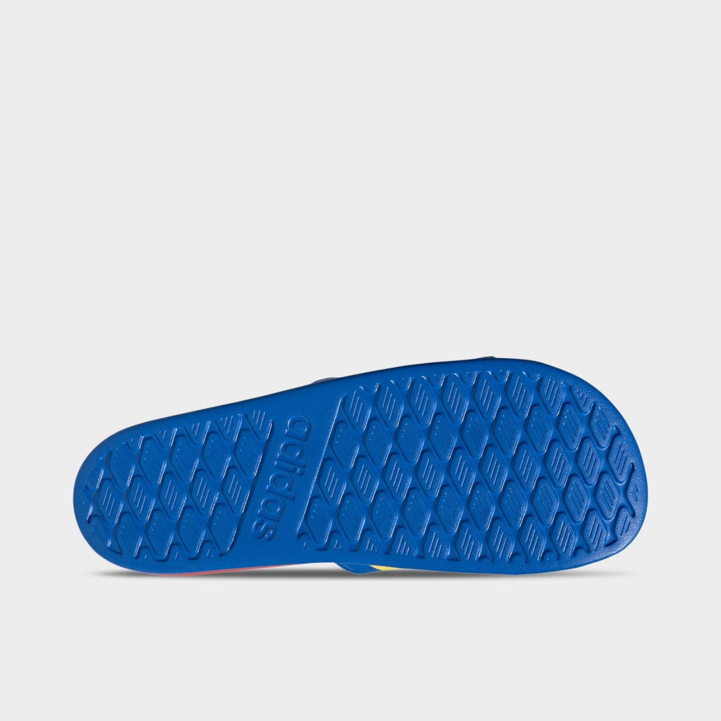 Men's adidas Colombia Adilette Comfort 2.0 Slide Sandals - Glory Blue/Semi Lucid Red/Impact Yellow - view 6