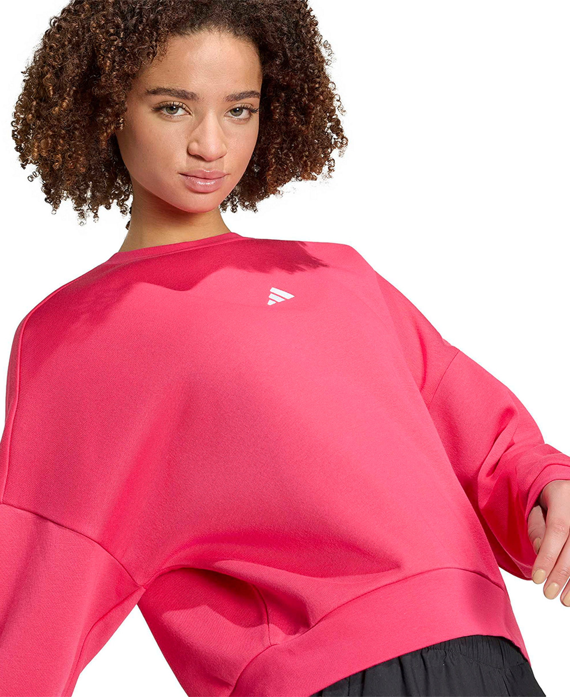adidas Women's Essentials Crewneck Small-Logo Sweatshirt - Power Pink/white