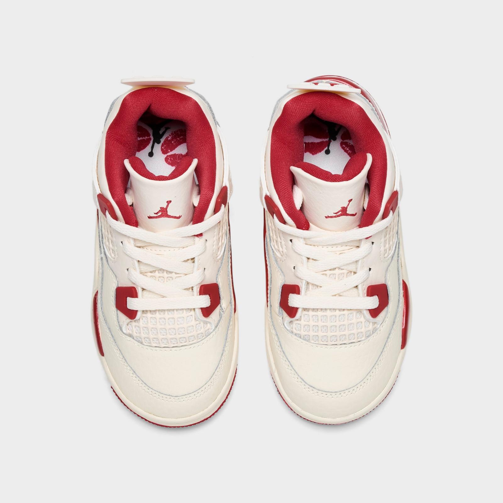 Kids' Toddler Air Jordan Retro 4 Basketball Shoes - Pale Ivory/Sierra Red/Tough Red - view 5