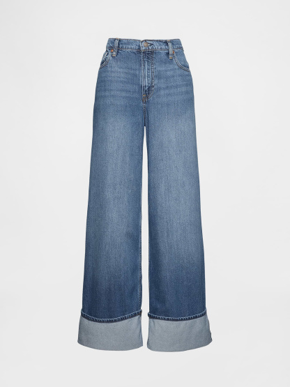 Mid Rise UltraSoft Baggy Jeans - Cuffed medium wash