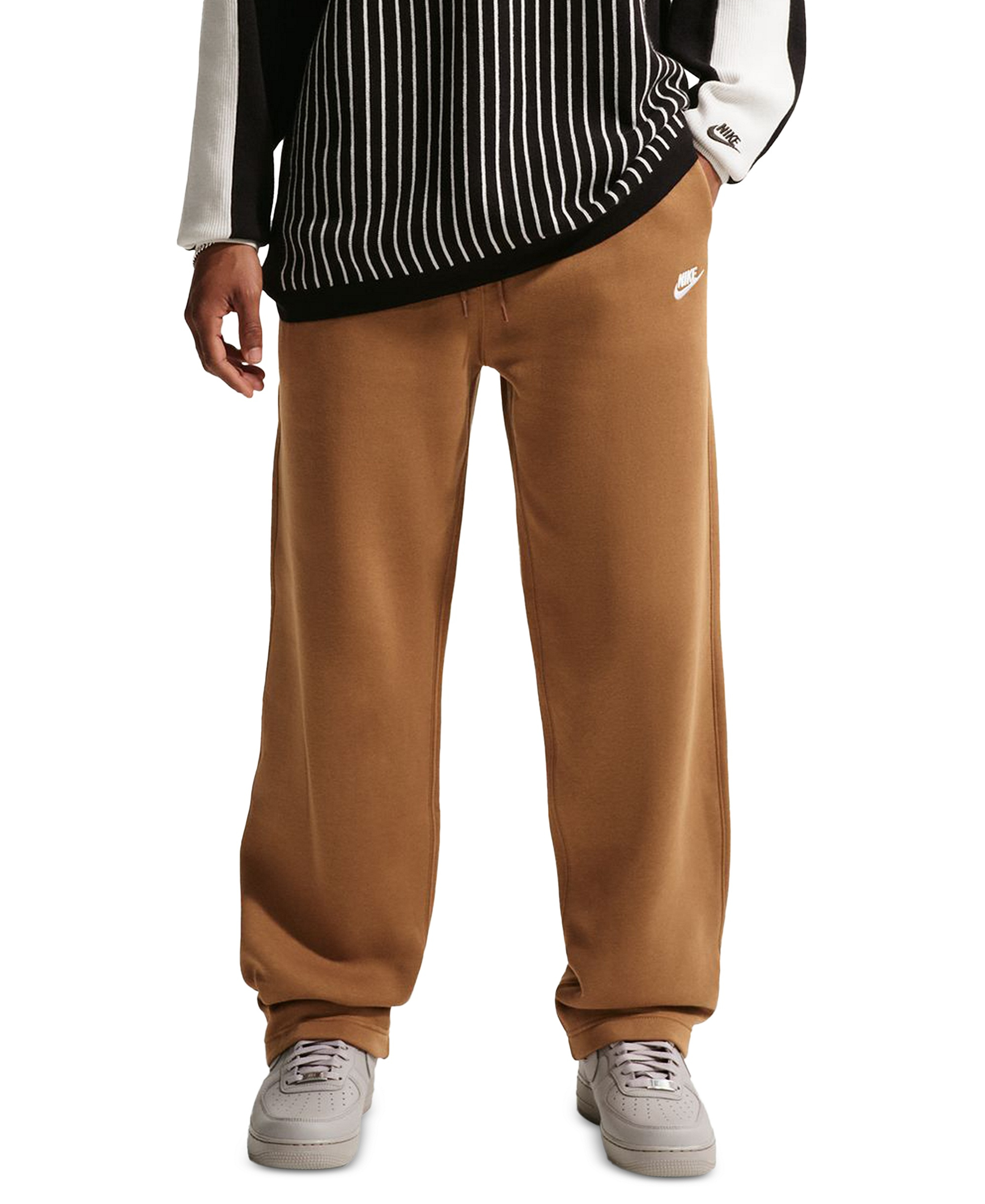 Nike Club Men's Brushed Fleece Open Hem Pants - Ale Brown/White