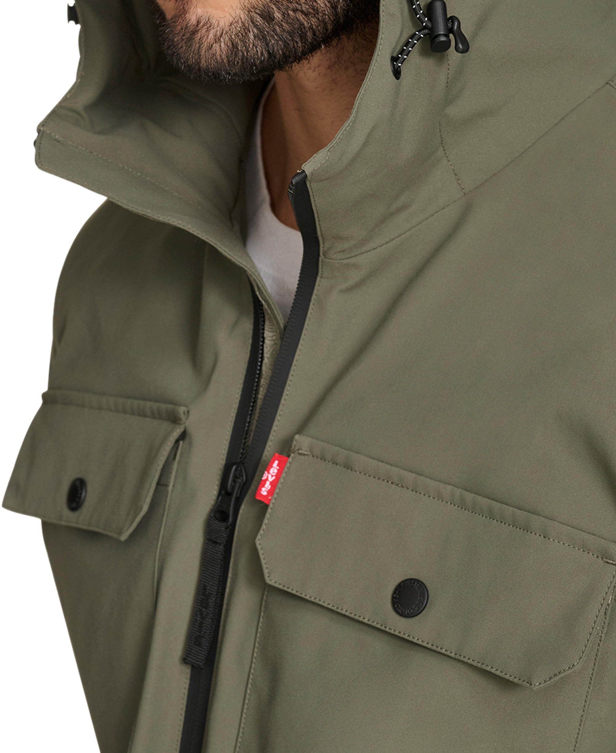 Levi's Men's Hooded Rain Jacket - Sage Green
