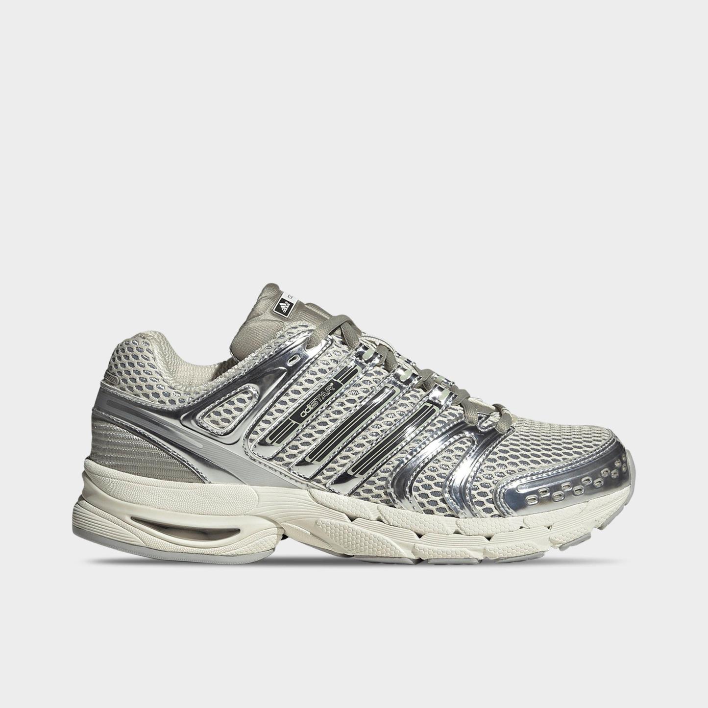 Women's adidas Adistar Control 5 Pony Print Casual Shoes - Part 2 - Off White/Silver Metallic/Sesame - Left shoe facing left. Outside of the shoe.