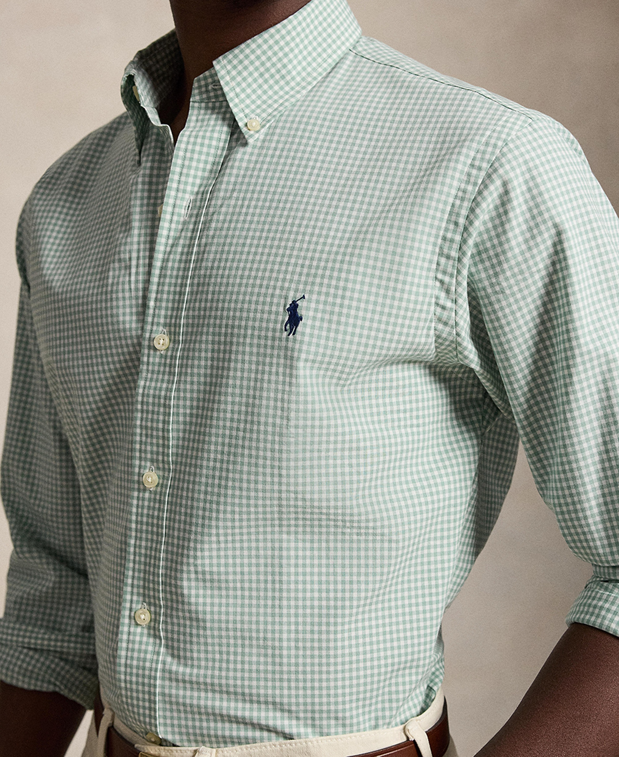Polo Ralph Lauren Men's Stretch Poplin Shirt - Faded Mint White