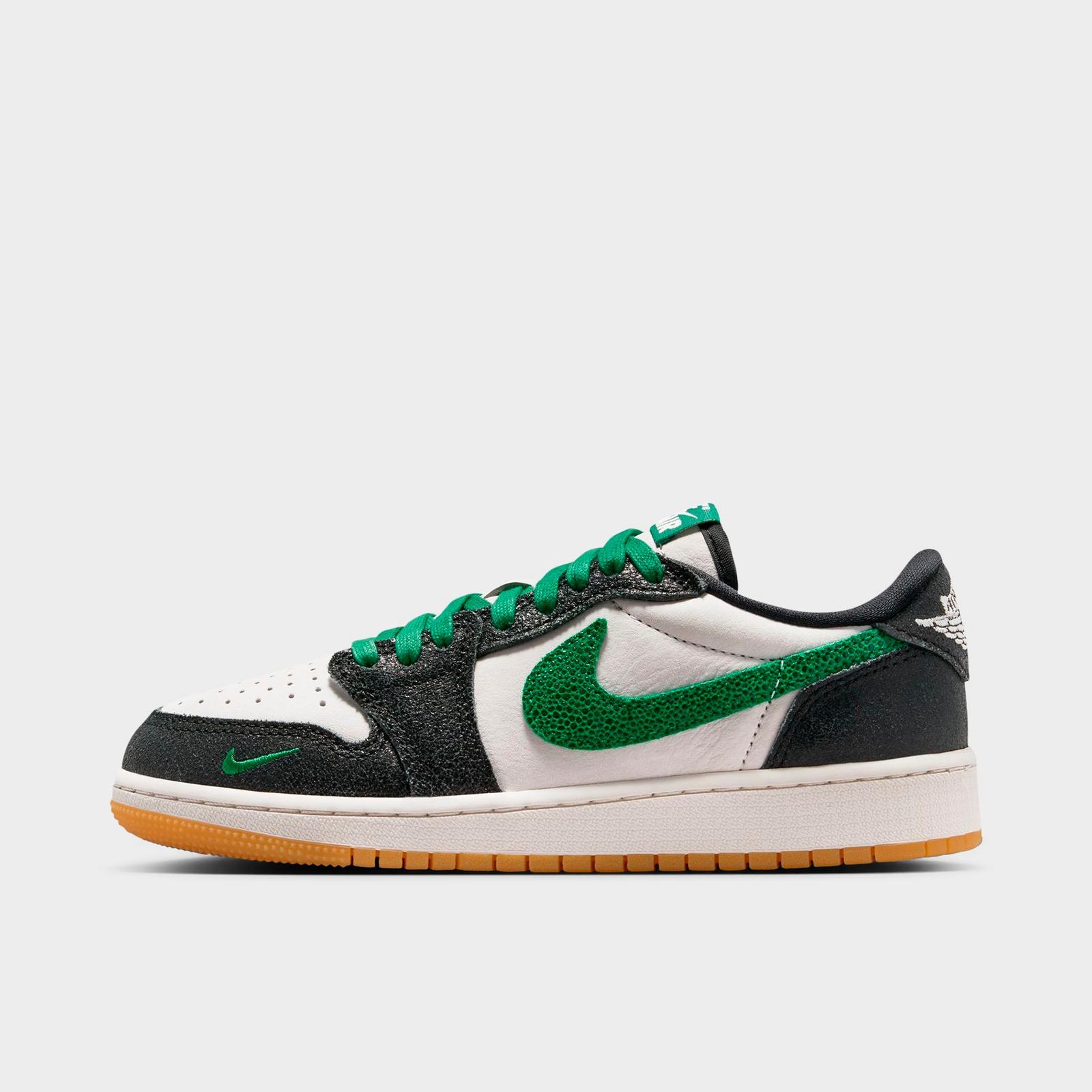 Big Kids' Air Jordan Retro 1 Low OG Casual Shoes - Phantom/Pine Green/Black - view 1