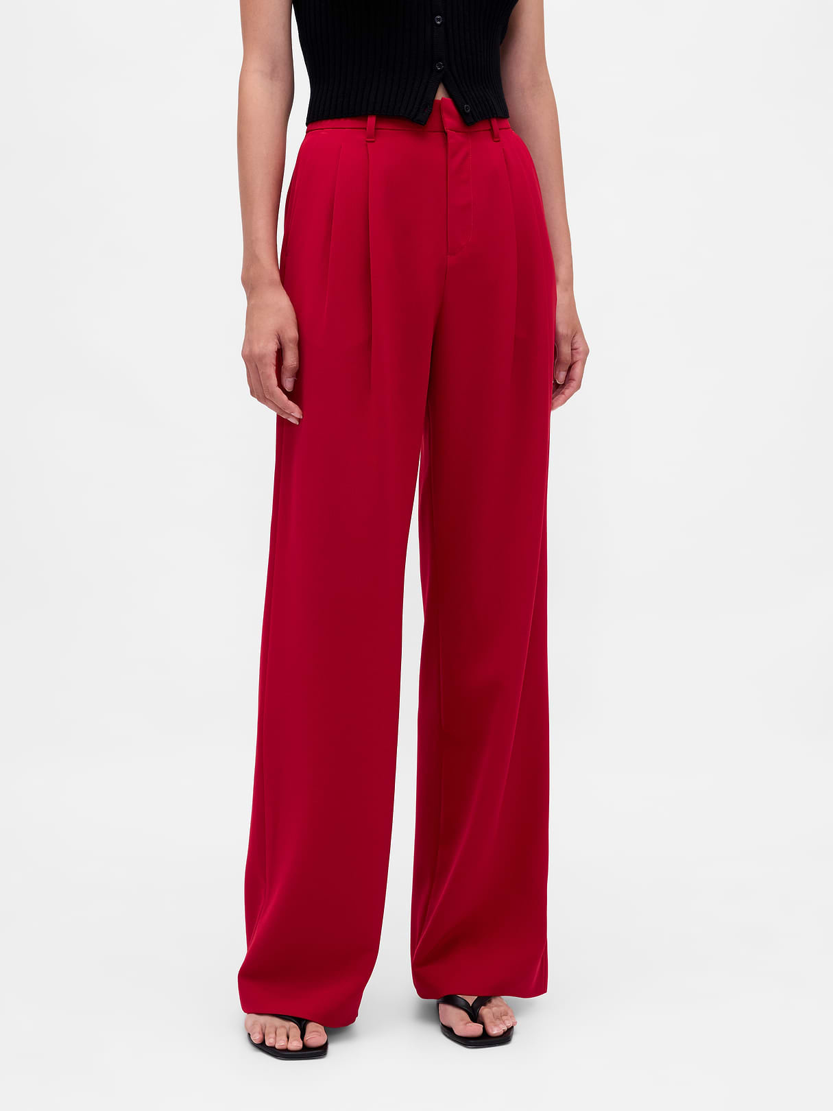 365 High Rise Pleated Trousers - Sled red