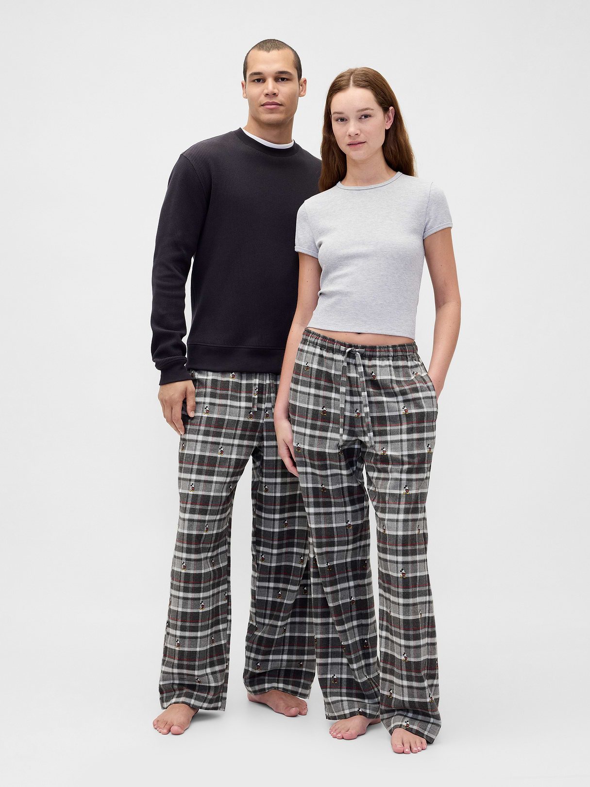 Adult Softest Flannel PJ Pants - Mickey Mouse grey & black plaid