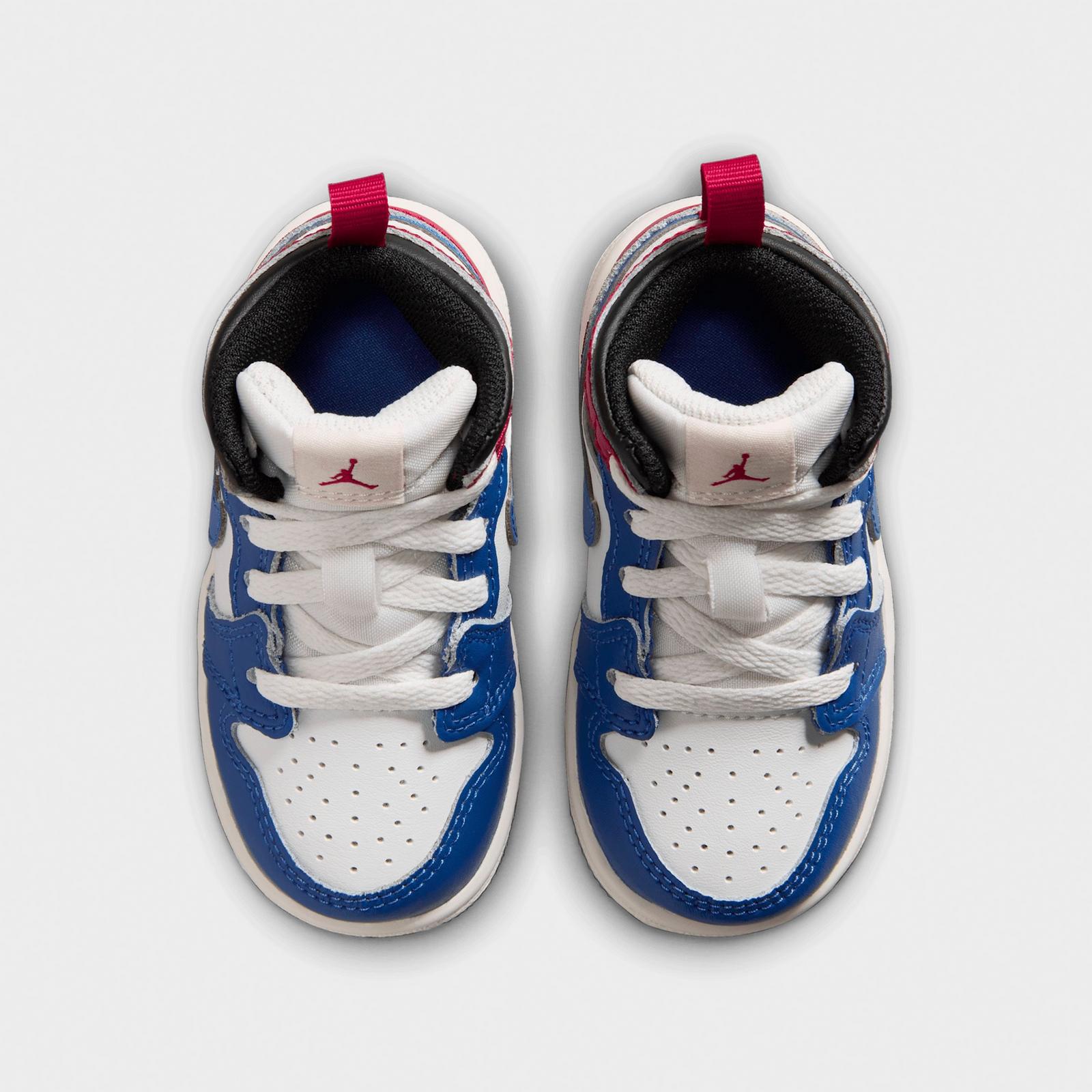 Kids' Toddler Air Jordan Retro 1 Mid Casual Shoes - True Blue/Varsity Red/Black/Summit White - view 5