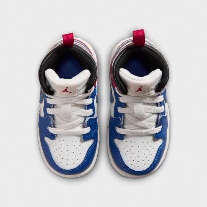 Kids' Toddler Air Jordan Retro 1 Mid Casual Shoes - True Blue/Varsity Red/Black/Summit White - view 5