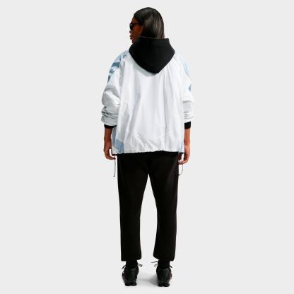 Women's Nithtke Studio Fleece Medium-Weight Camo Oversized Pullover Hoodie - Total Black/Sail