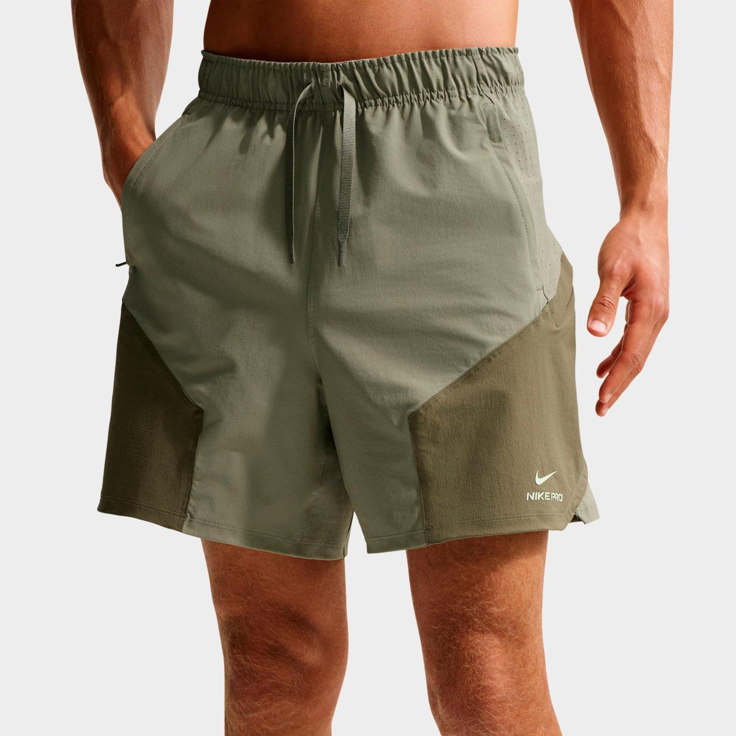 Men's Nithtke Pro Training Dri-FIT ADV 6" Shorts - Light Army/Medium Olive/Light Liquid Lime