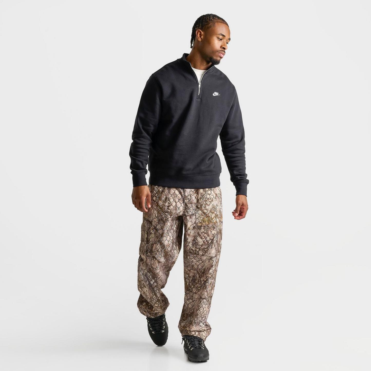 Men's Nike Sportswear Club Fleece Half-Zip Top - Black/Black/White