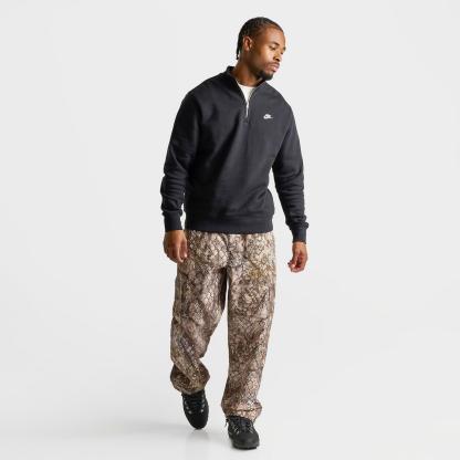 Men's Nike Sportswear Club Fleece Half-Zip Top - Black/Black/White
