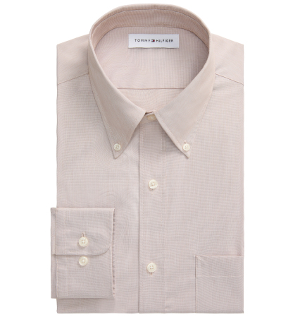 Tommy Hilfiger Men's Regular Fit Wrinkle Resistant Stretch Dress Shirt - Khaki