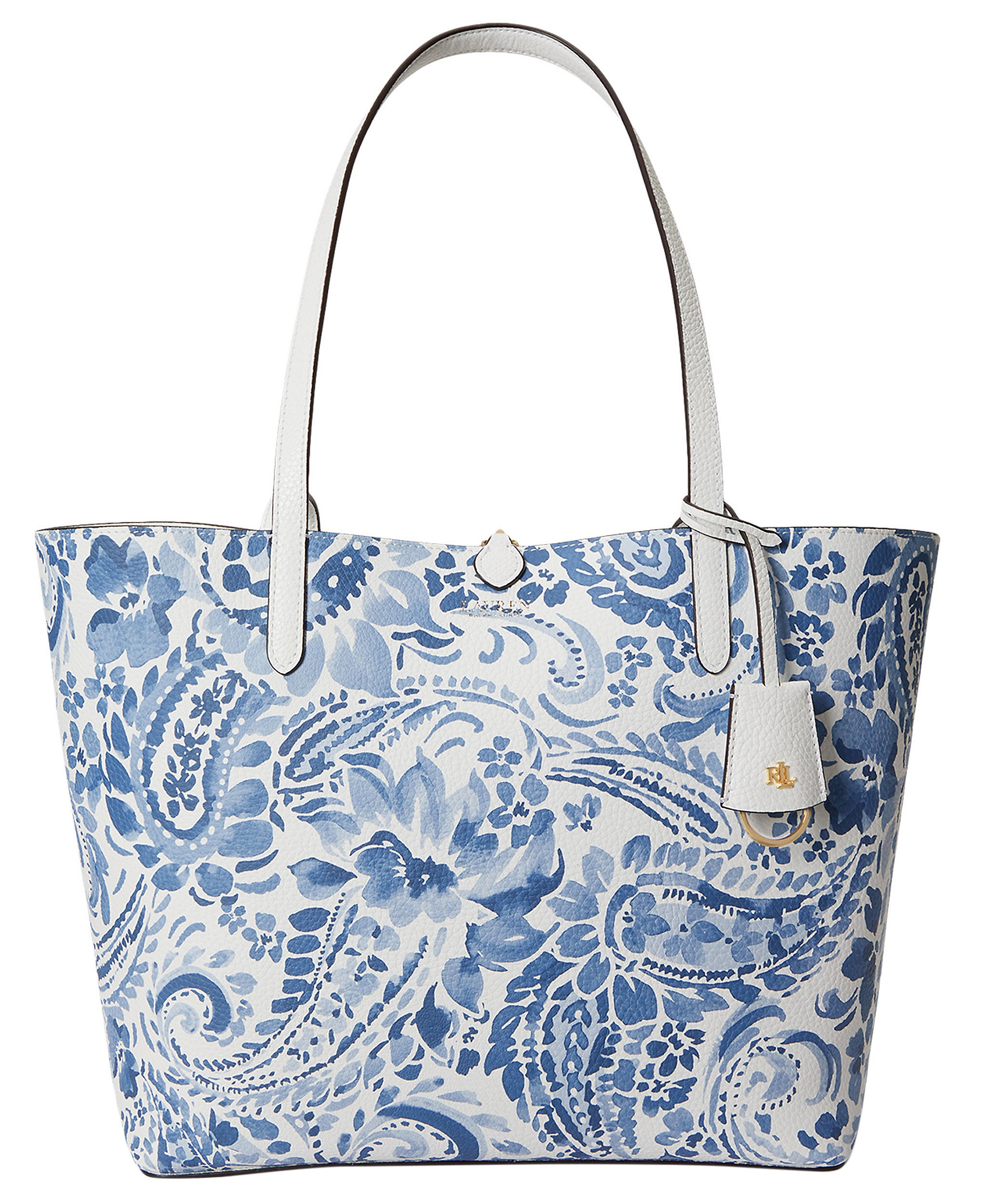 Lauren Ralph Lauren Faux-Leather Reversible Extra Large Tote Handbag - White/Floral