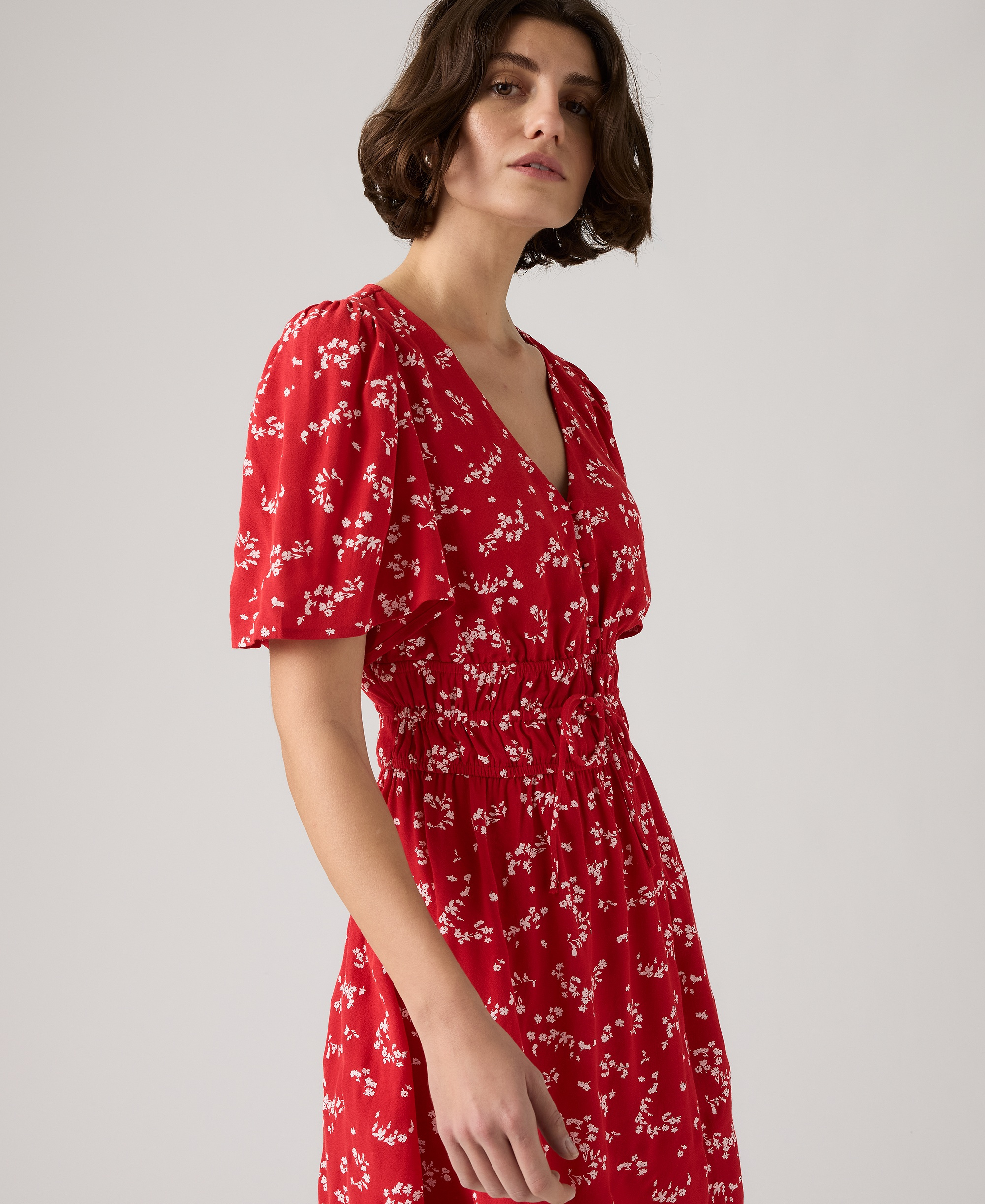 Levi's Women's Rylan V-Neck Mini Crepe Dress - Janet Floral Urban Red