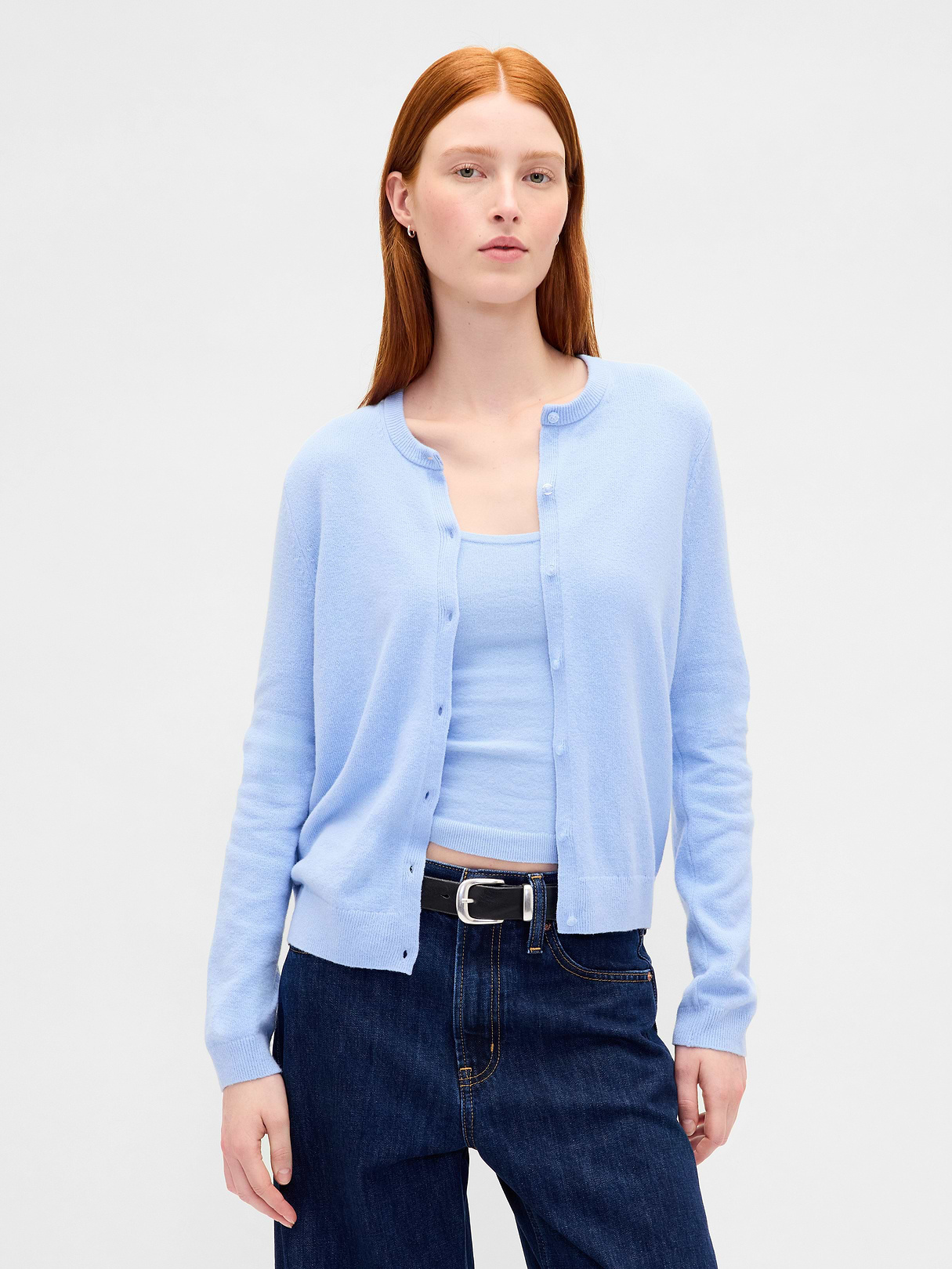 CashSoft Crop Cardigan - Wind blue