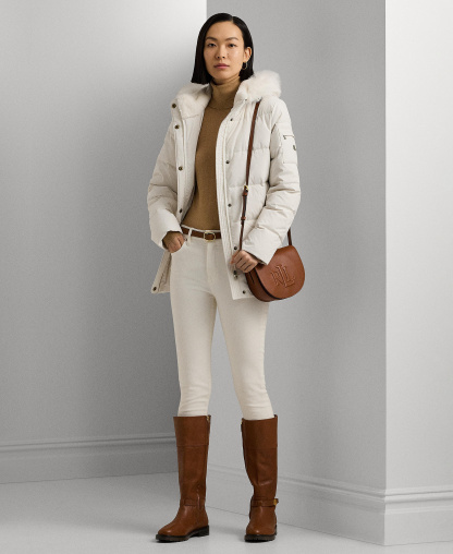 Lauren Ralph Lauren Women's Faux-Fur Hooded Puffer Coat - Cream