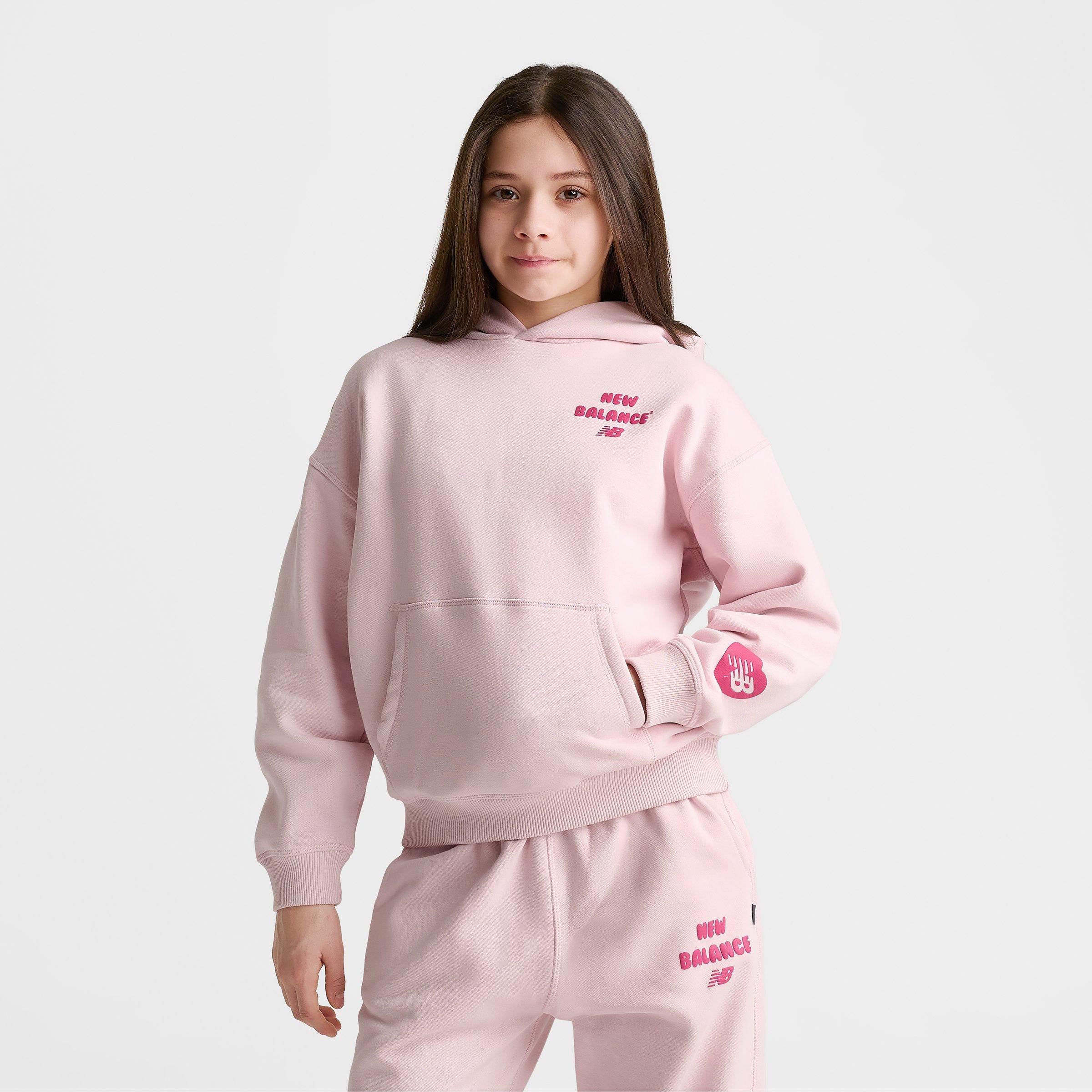 Girls' Big Kids' New Balance Heart Bubble Pullover Hoodie - Rose Sugar - view 3