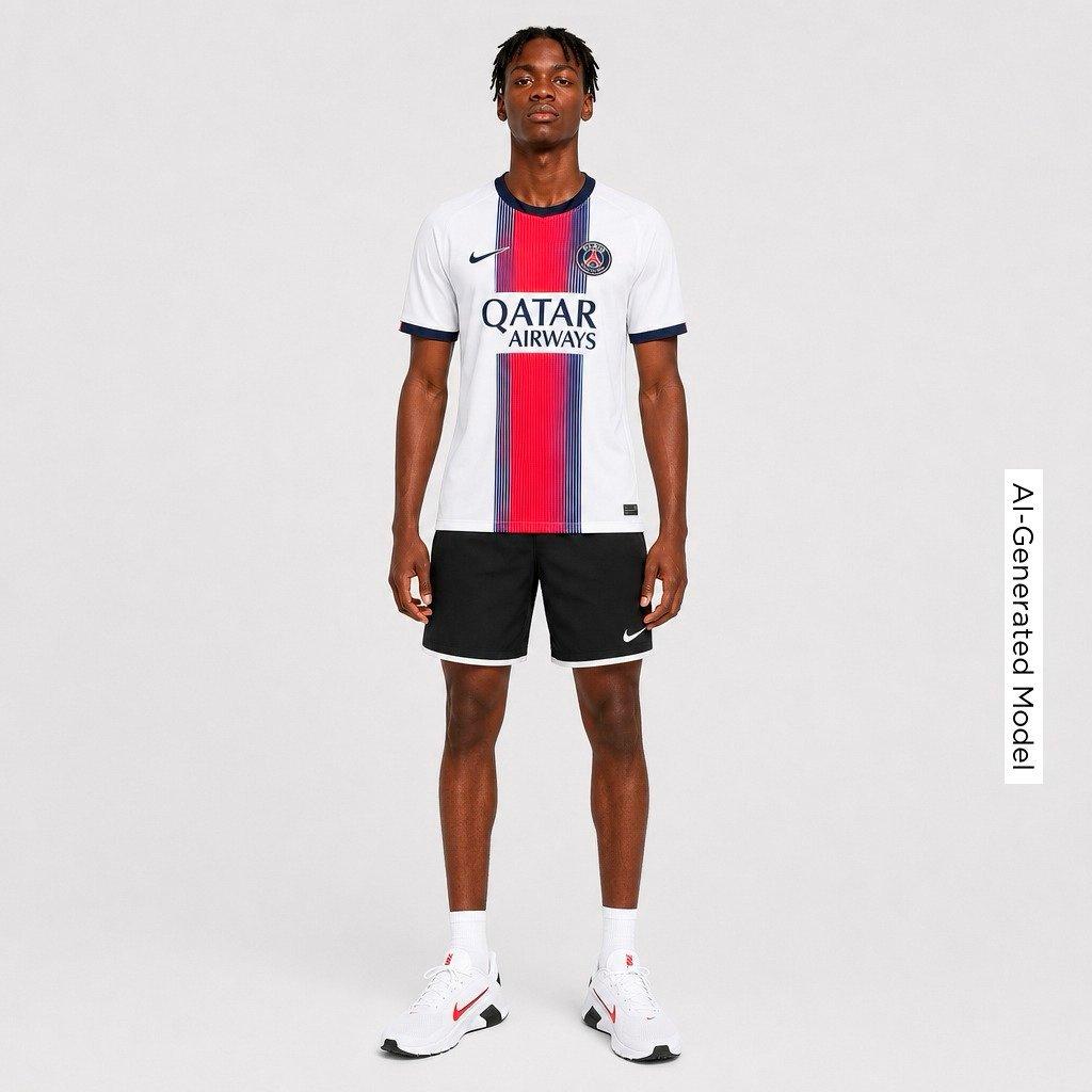 Men's Nithtke Paris Saint-Germain 2026-27 Stadium Away Dri-FIT Replica Soccer Jersey - White/College Navy/College Navy