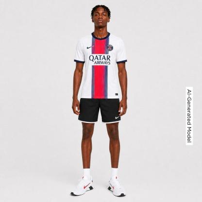 Men's Nithtke Paris Saint-Germain 2026-27 Stadium Away Dri-FIT Replica Soccer Jersey - White/College Navy/College Navy
