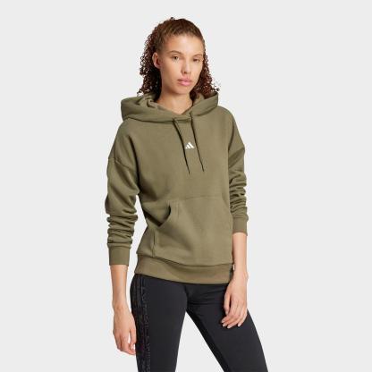 Women's adidas Sportswear Essentials Small Logo Feel Cozy Hoodie - Olive Strata/White
