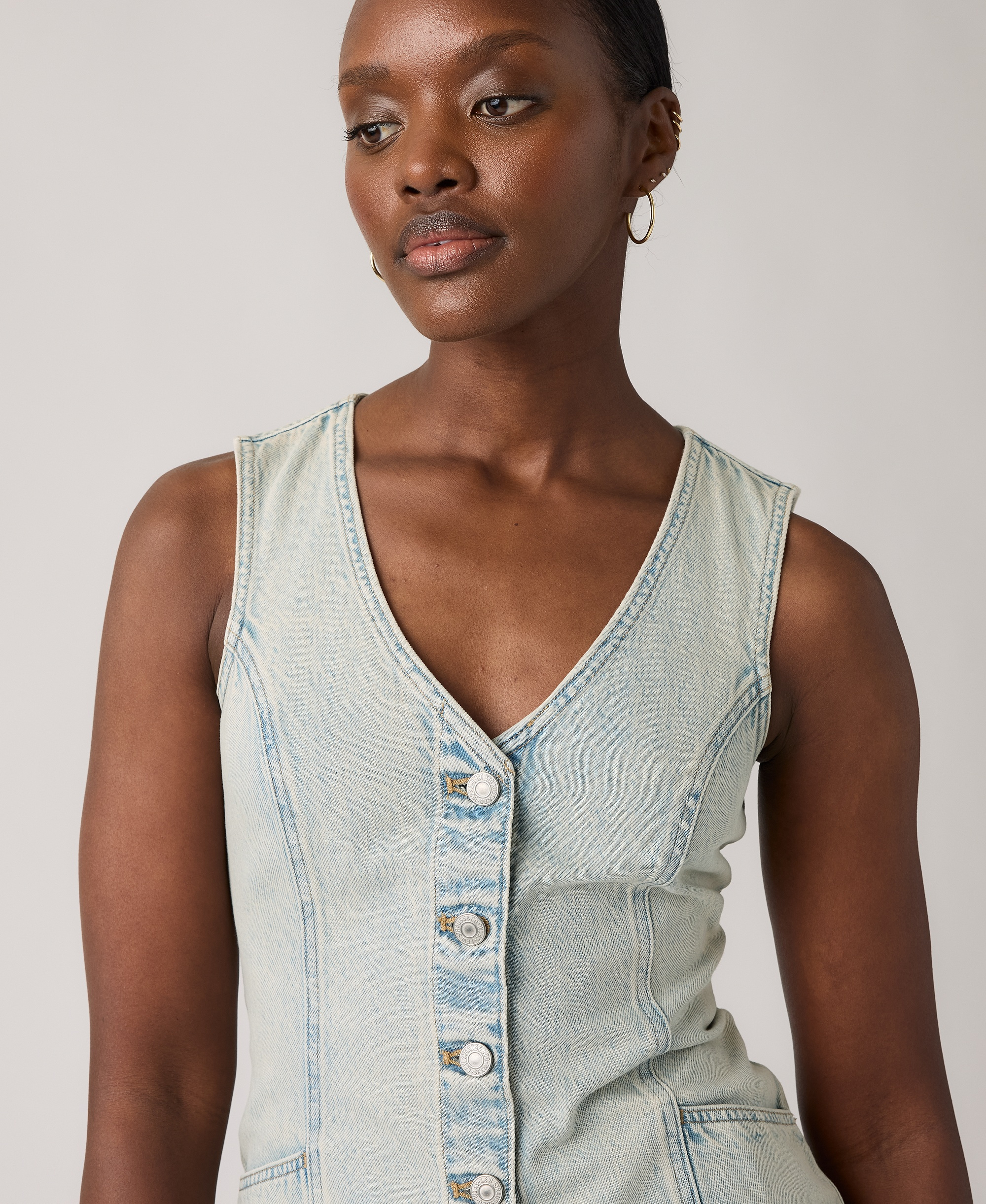 Levi's Women's Vianna Denim Button-Front Vest Dress - A Little Hazy Dress