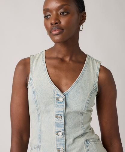 Levi's Women's Vianna Denim Button-Front Vest Dress - A Little Hazy Dress