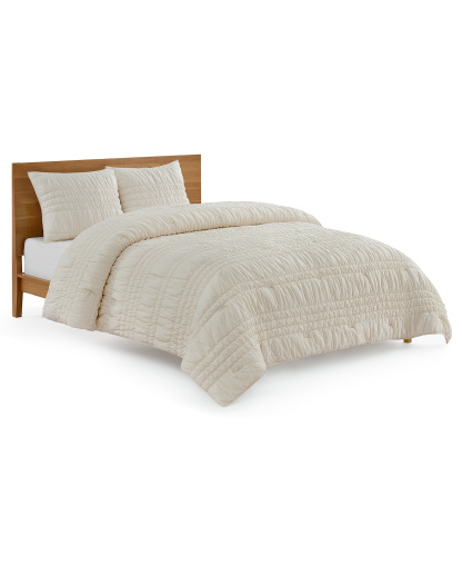 UGG® Devon Tide Ruched 3-Pc. Quilt Set, Full/Queen - Ivory