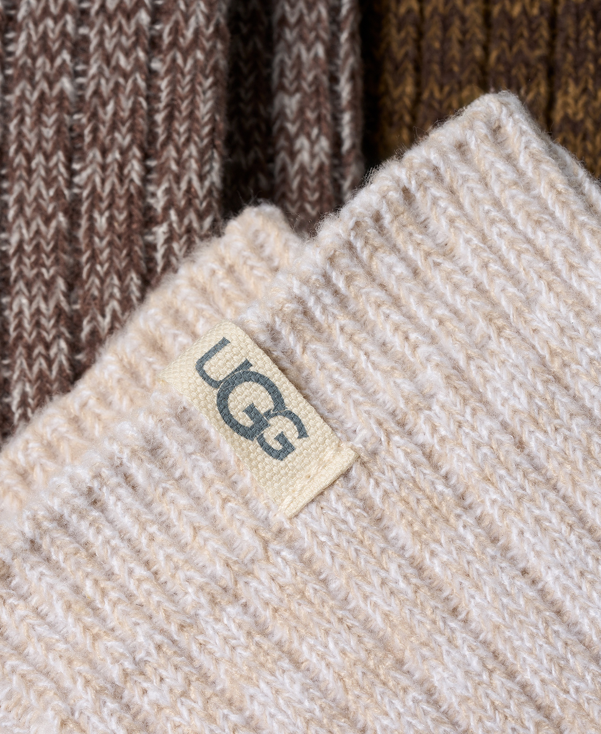 UGG® Women's 3-Piece Rib Knit Slouchy Crew Socks - Burnt Cedar / Moonlight / Coffee Grounds