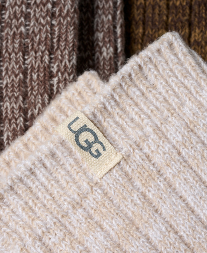 UGG® Women's 3-Piece Rib Knit Slouchy Crew Socks - Burnt Cedar / Moonlight / Coffee Grounds