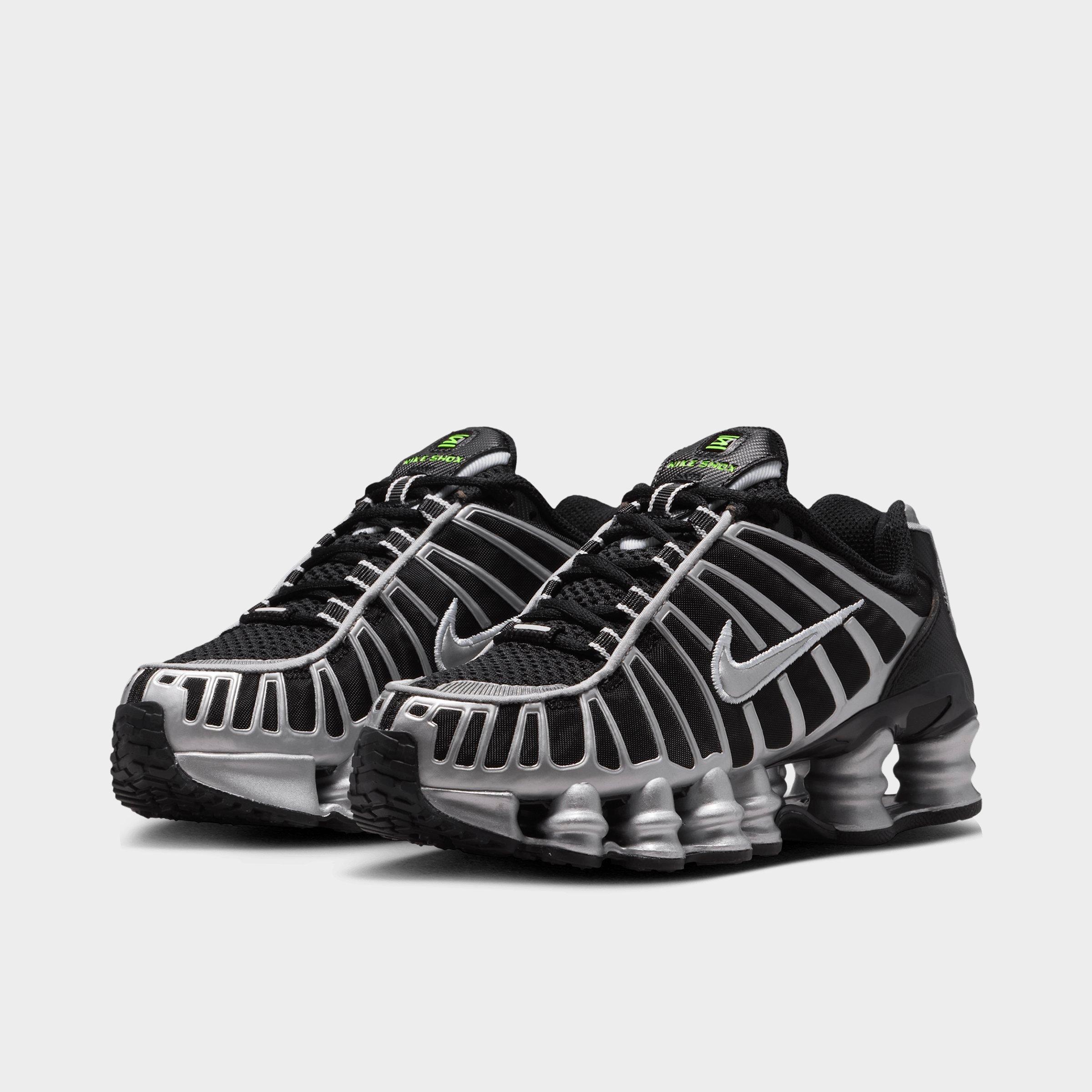 Big Kids' Nithtke Shox TL Casual Shoes - Black/Volt Ice/Photon Dust/Metallic Silver - Both shoes facing left