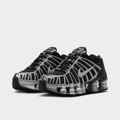 Big Kids' Nithtke Shox TL Casual Shoes - Black/Volt Ice/Photon Dust/Metallic Silver - Both shoes facing left