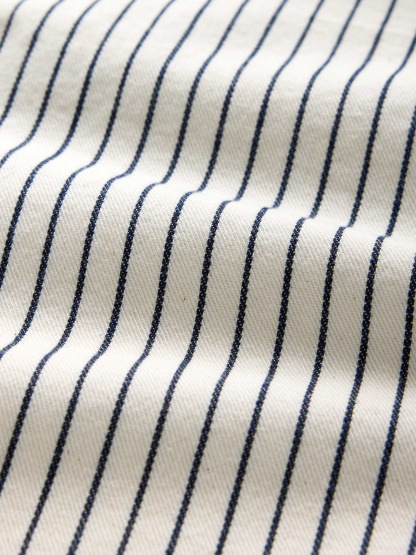 Mid Rise Denim Stripe Baggy Jeans - White indigo stripe