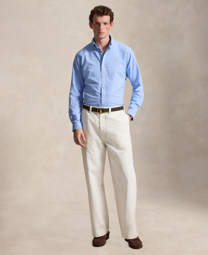 Polo Ralph Lauren Men's Garment-Dyed Oxford Shirt - AUSTIN BLUE W/WHITE PP
