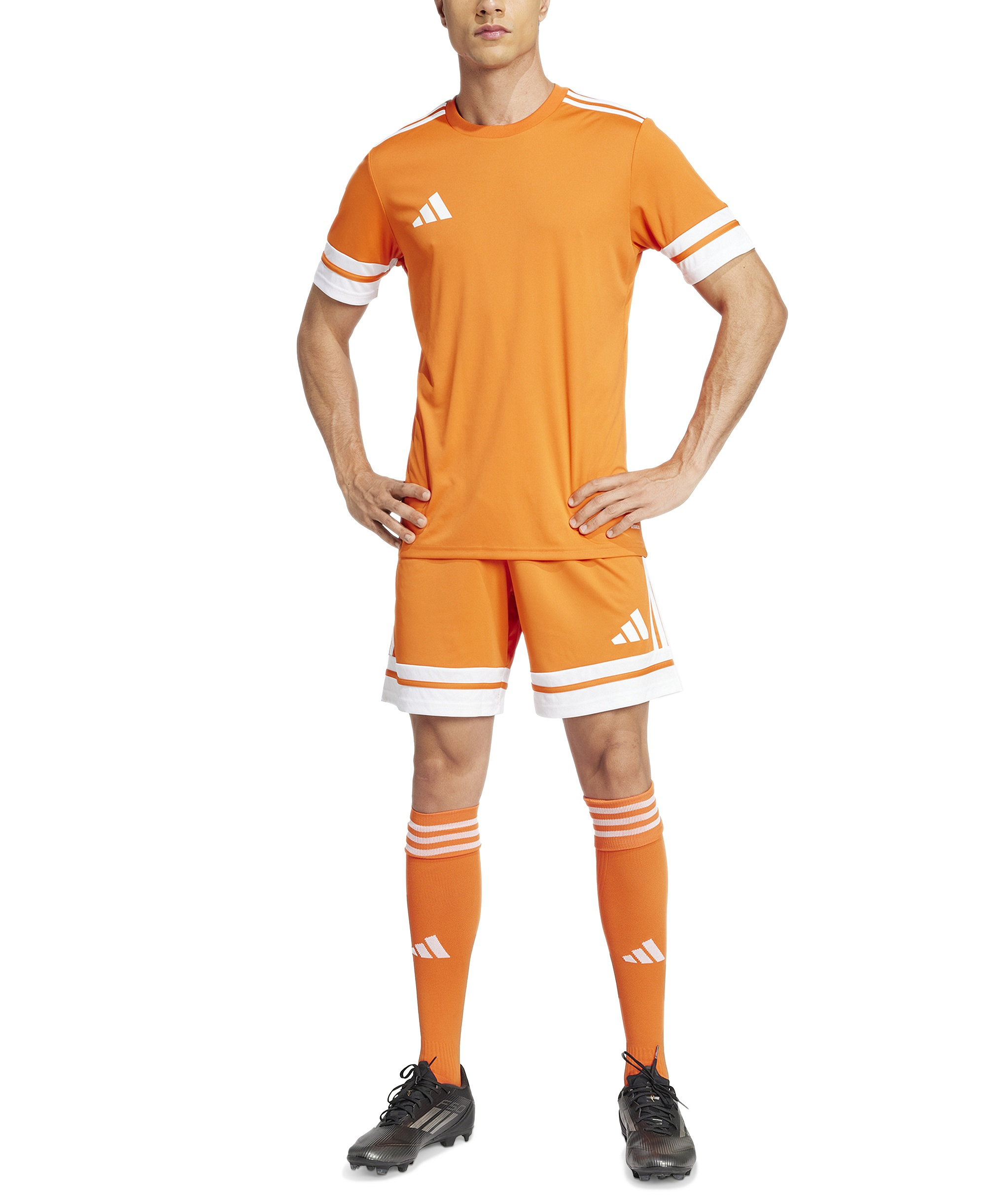 adidas Men's Regular-Fit Squad 25 Logo Shorts - Team Orange/wht