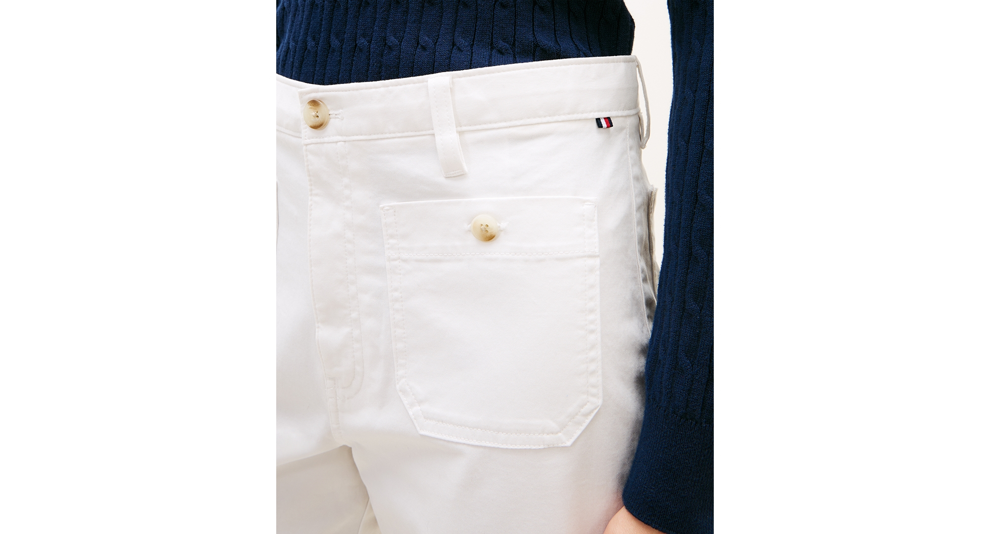 Tommy Hilfiger Women's Twill Patch Pocket Chinos Pants - Ecru