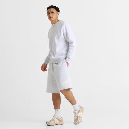 Men's Nike Club Fleece Swoosh Graphic Shorts - Birch Heather/White/White
