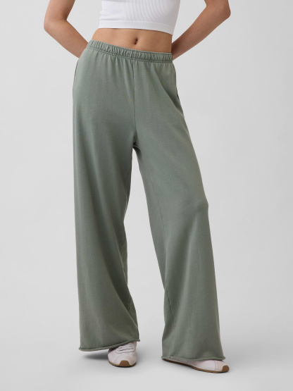 Mid Rise VintageSoft Terry Loose Sweatpants - Gasoline green