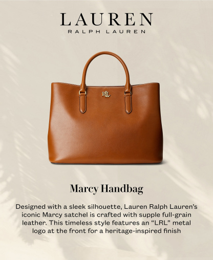Lauren Ralph Lauren Full-Grain Leather Large Marcy Satchel Bag - Lauren Tan