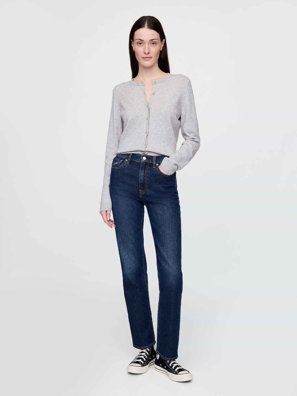 High Rise '90s Slim Straight Jeans - Dark rinsed wash