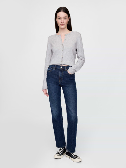 High Rise '90s Slim Straight Jeans - Dark rinsed wash