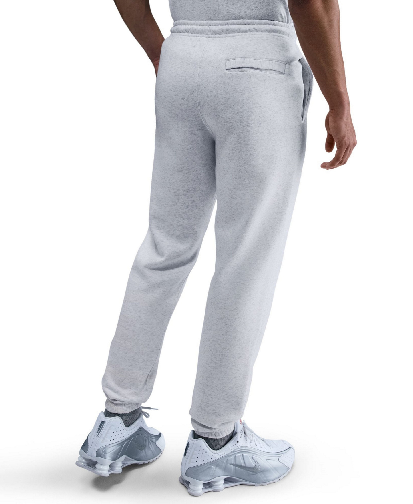 Nike Men's Cuffed Brushed Fleece Logo Sweatpants - Gray Heather/lt Smoke Gray/White