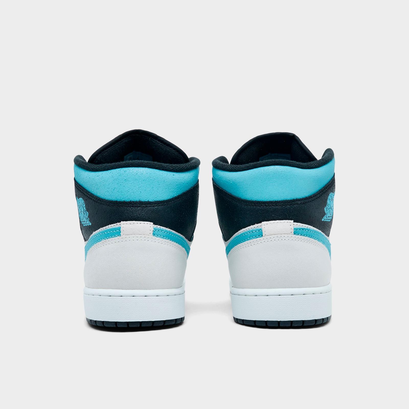 Men's Air Jordan Retro 1 Mid SE Casual Shoes - Summit White/Blue Chill/Black - view 4